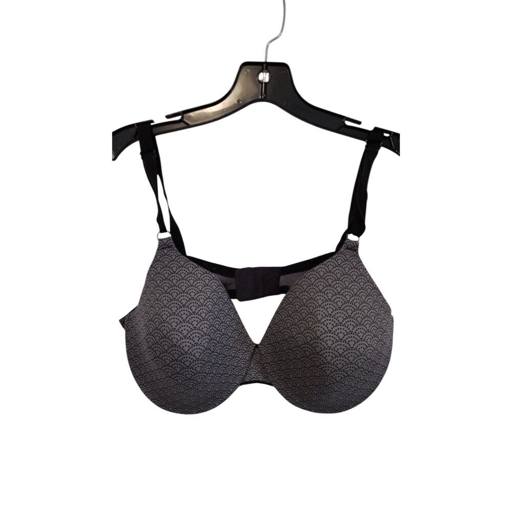Warner's Grey on black geometric padded underwire bra 40C
